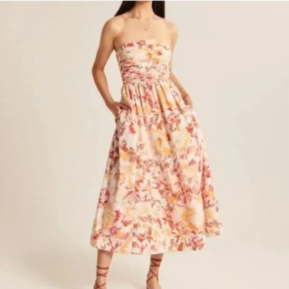 Abercrombie & Fitch Dresses & Skirts - NWT Abercrombie & Fitch Smocked Midi Dress Large Poplin Floral Resort Vacation